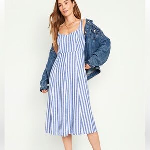 Old Navy Fit & Flare Linen-Blend Midi Dress